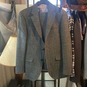 Moss London Herringbone windowpane gray suit pants and jacket